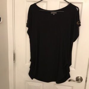 Black Luxology boatneck with ruched sides